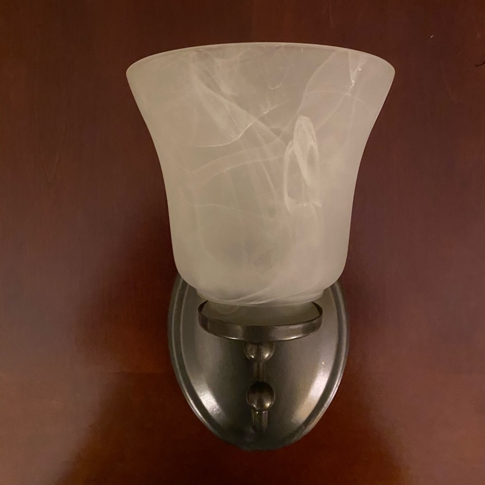 Metal and white glass sconce
